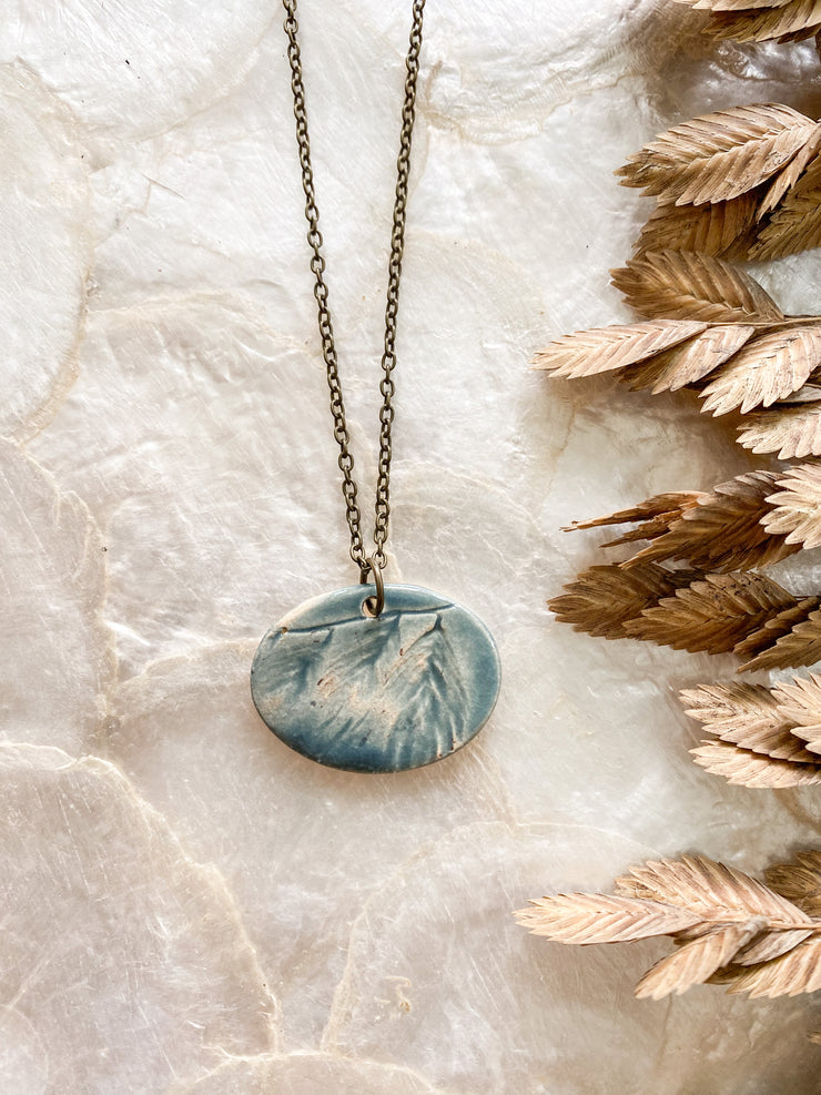 Ceramic Pendant Necklace - Sea Oats