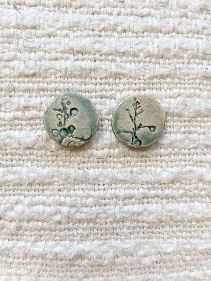 Ceramic Stud Earrings - Sargassum