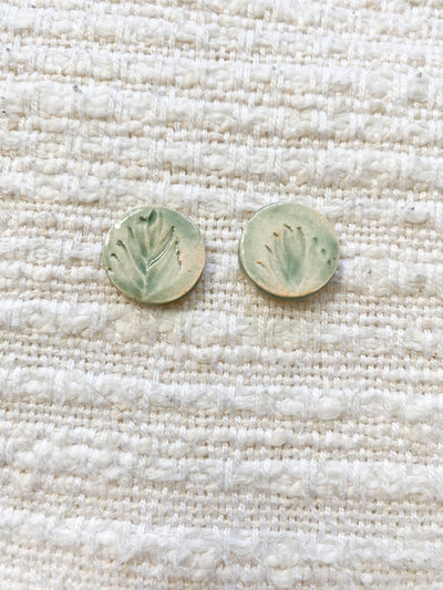 Ceramic Stud Earrings - Sea Oats