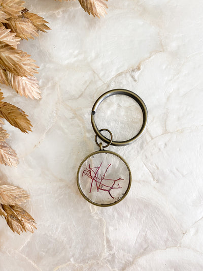 Brass Circle Resin Keychain - Agardhiella