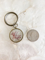 Brass Circle Resin Keychain - Agardhiella