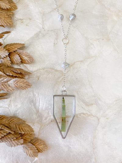 30" Silver Framed "Y" Pendant Necklace - Horsetail
