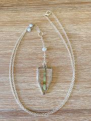 30" Silver Framed "Y" Pendant Necklace - Horsetail