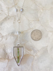 30" Silver Framed "Y" Pendant Necklace - Horsetail