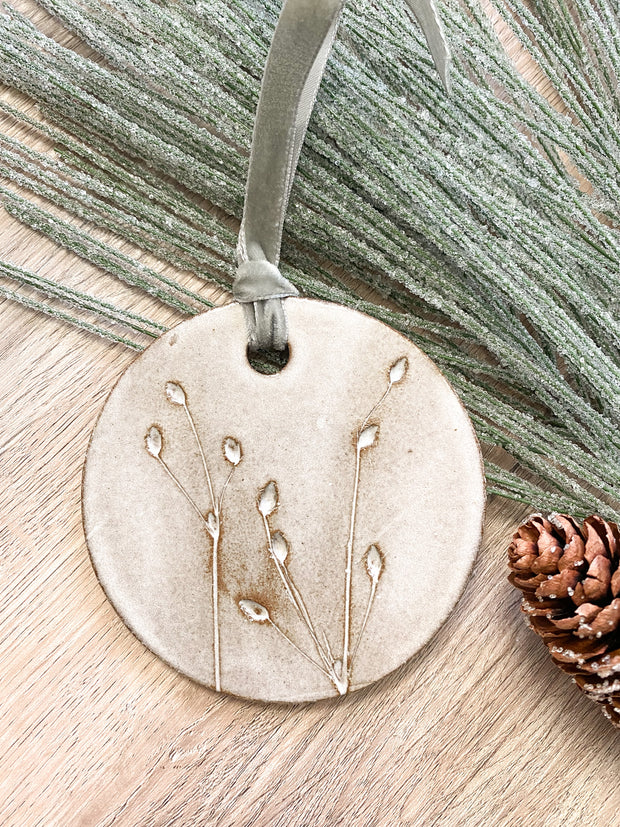 Ceramic Holiday Ornament - Circle - Bulrush
