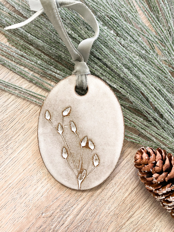 Ceramic Holiday Ornament - Oval - Bulrush