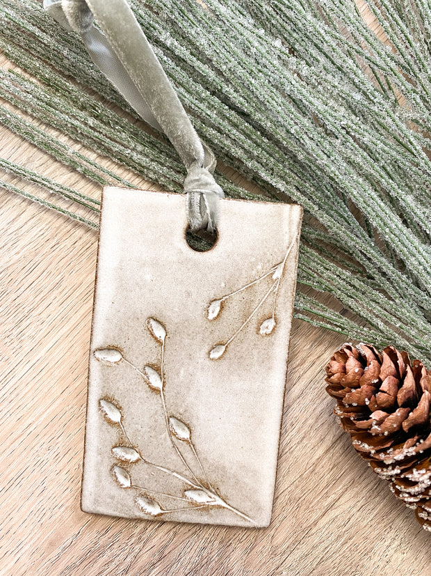 Ceramic Holiday Ornament - Rectangle - Bulrush