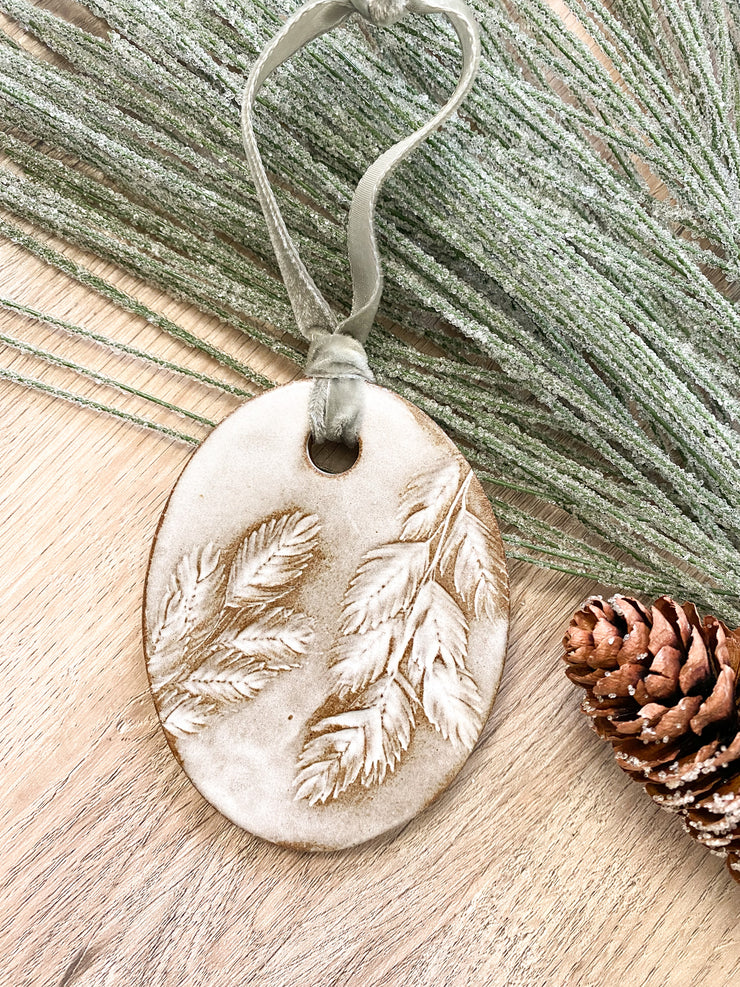 Ceramic Holiday Ornament - Oval - Sea Oats