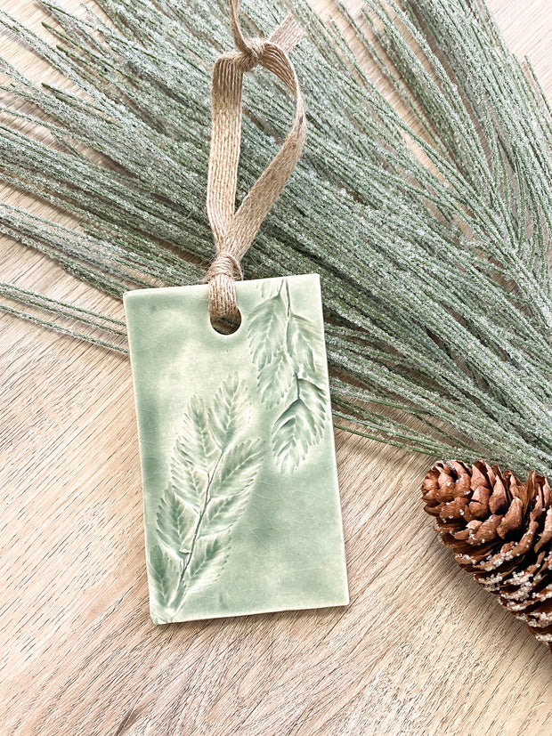 Ceramic Holiday Ornament - Rectangle - Sea Oats