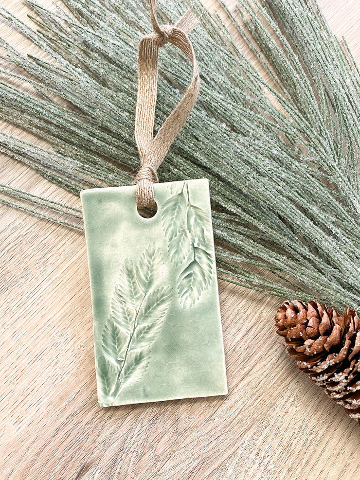 Ceramic Holiday Ornament - Rectangle - Sea Oats