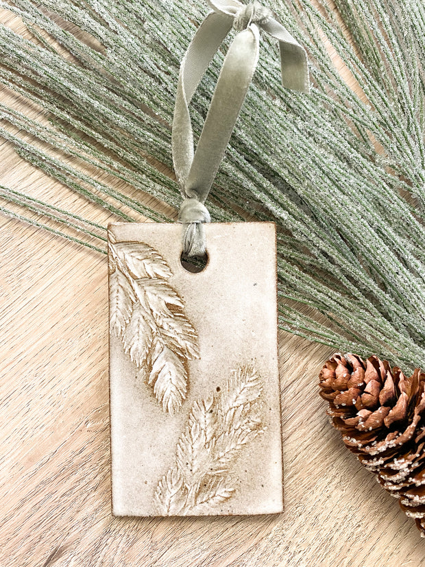 Ceramic Holiday Ornament - Rectangle - Sea Oats