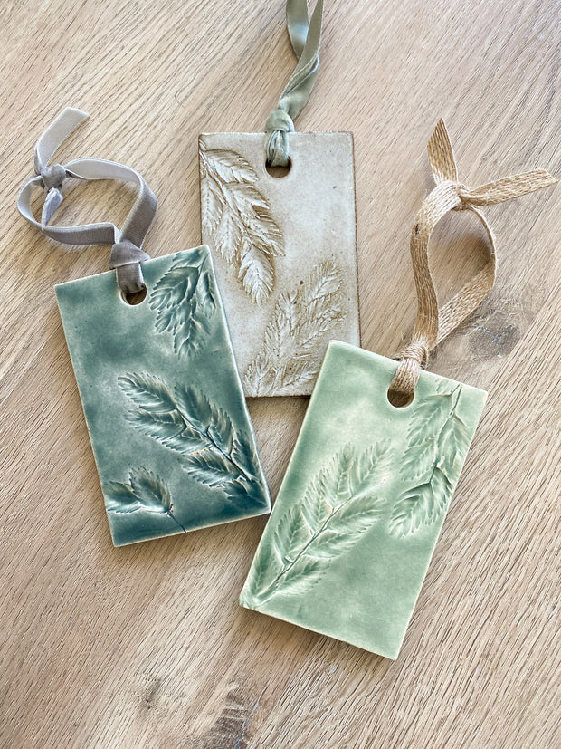 Ceramic Holiday Ornament - Rectangle - Sea Oats