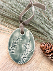 Ceramic Holiday Ornament - Oval - Sargassum