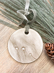 Ceramic Holiday Ornament - Circle - Sedge