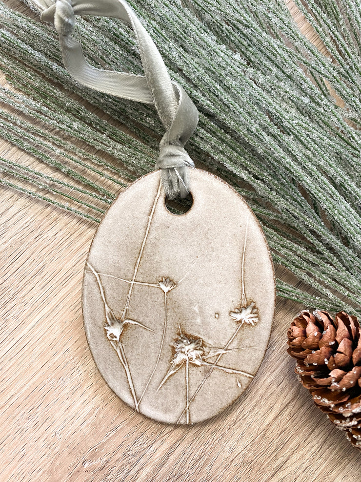 Ceramic Holiday Ornament - Oval - Sedge
