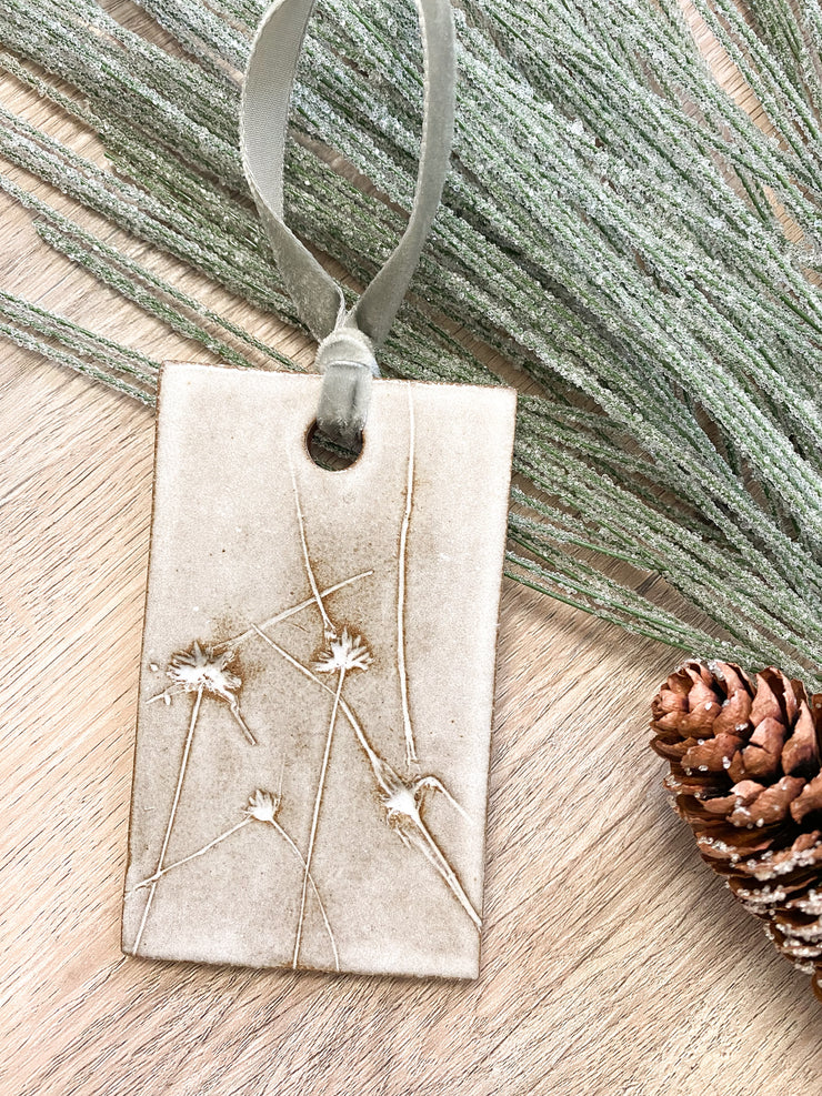 Ceramic Holiday Ornament - Rectangle - Sedge