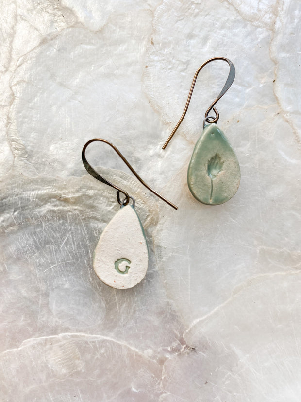 Ceramic Drop Earrings - Bulrush