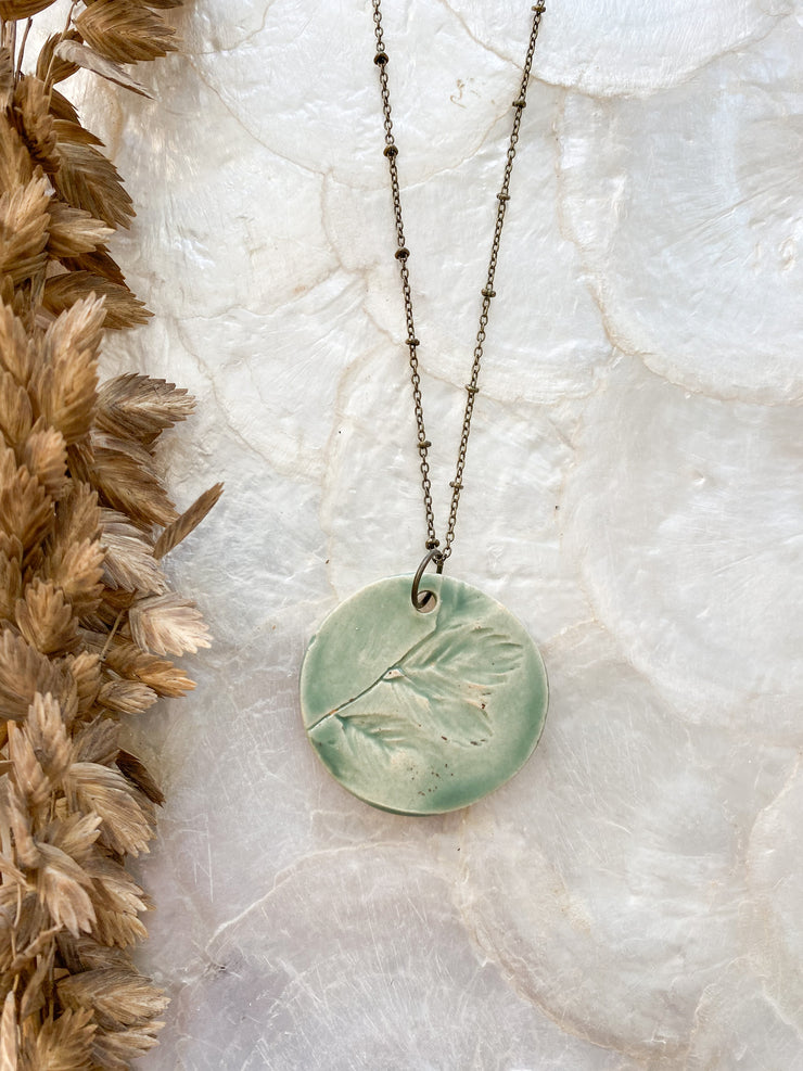 Ceramic Pendant Necklace - Sea Oats