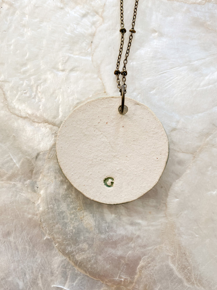 Ceramic Pendant Necklace - Sea Oats