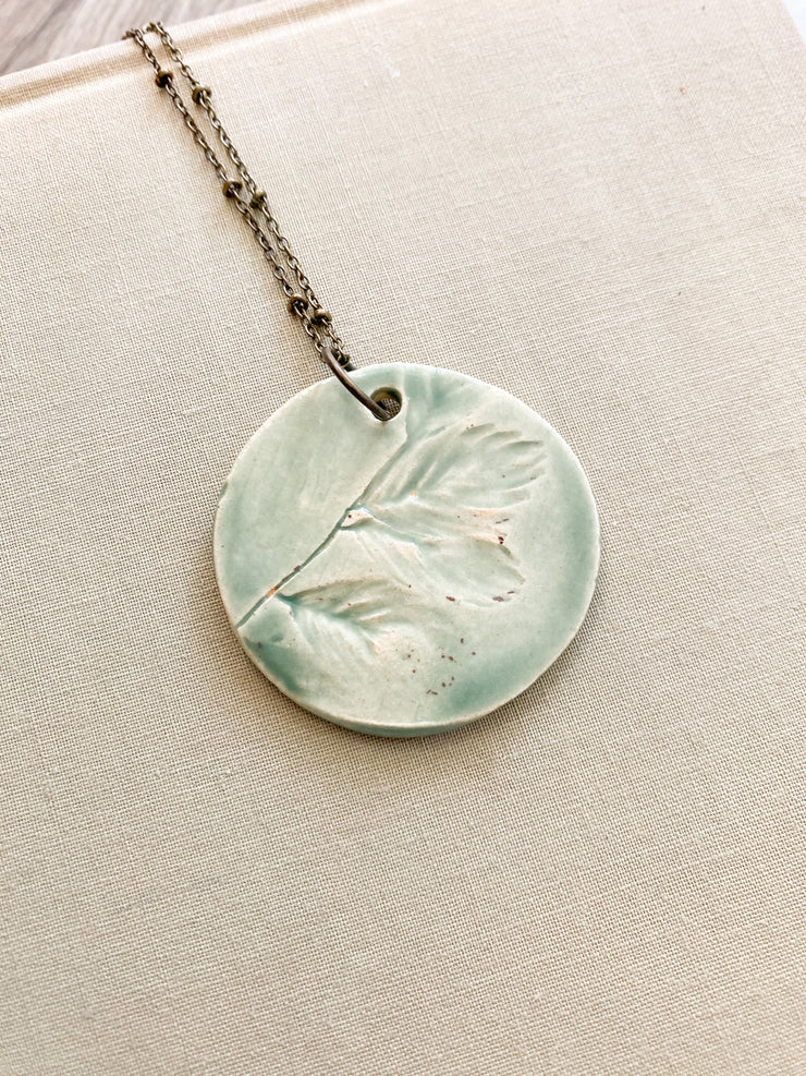 Ceramic Pendant Necklace - Sea Oats