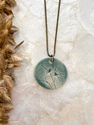 Ceramic Pendant Necklace - White-Top Sedge