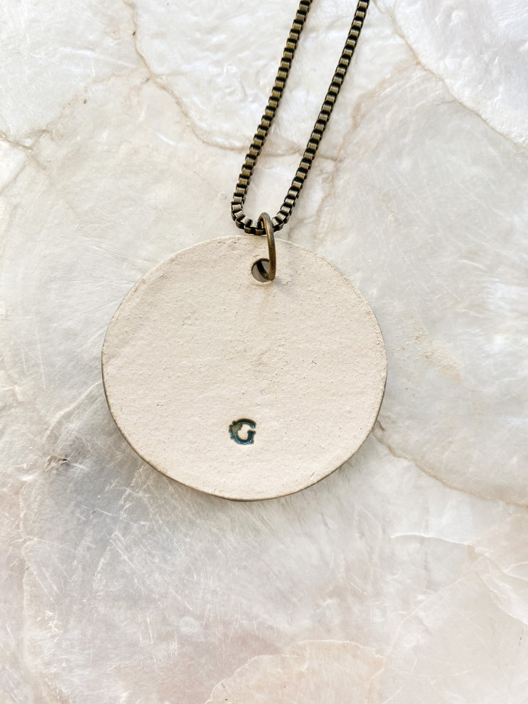 Ceramic Pendant Necklace - White-Top Sedge