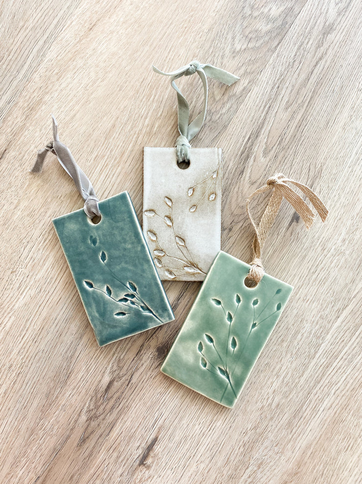 Ceramic Holiday Ornament - Rectangle - Bulrush