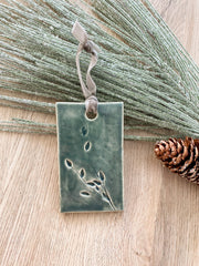 Ceramic Holiday Ornament - Rectangle - Bulrush