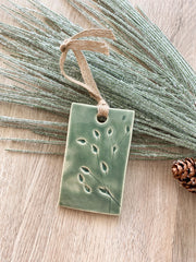 Ceramic Holiday Ornament - Rectangle - Bulrush